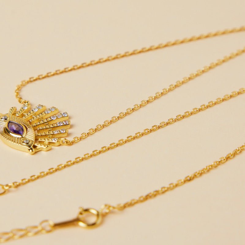 Collier Mauvais Œil – Gardien Éthéré en Argent Plaqué Or - Biloria