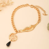 Collier Obsidienne Noire Spirale Dorée Protection Spirituelle - Biloria