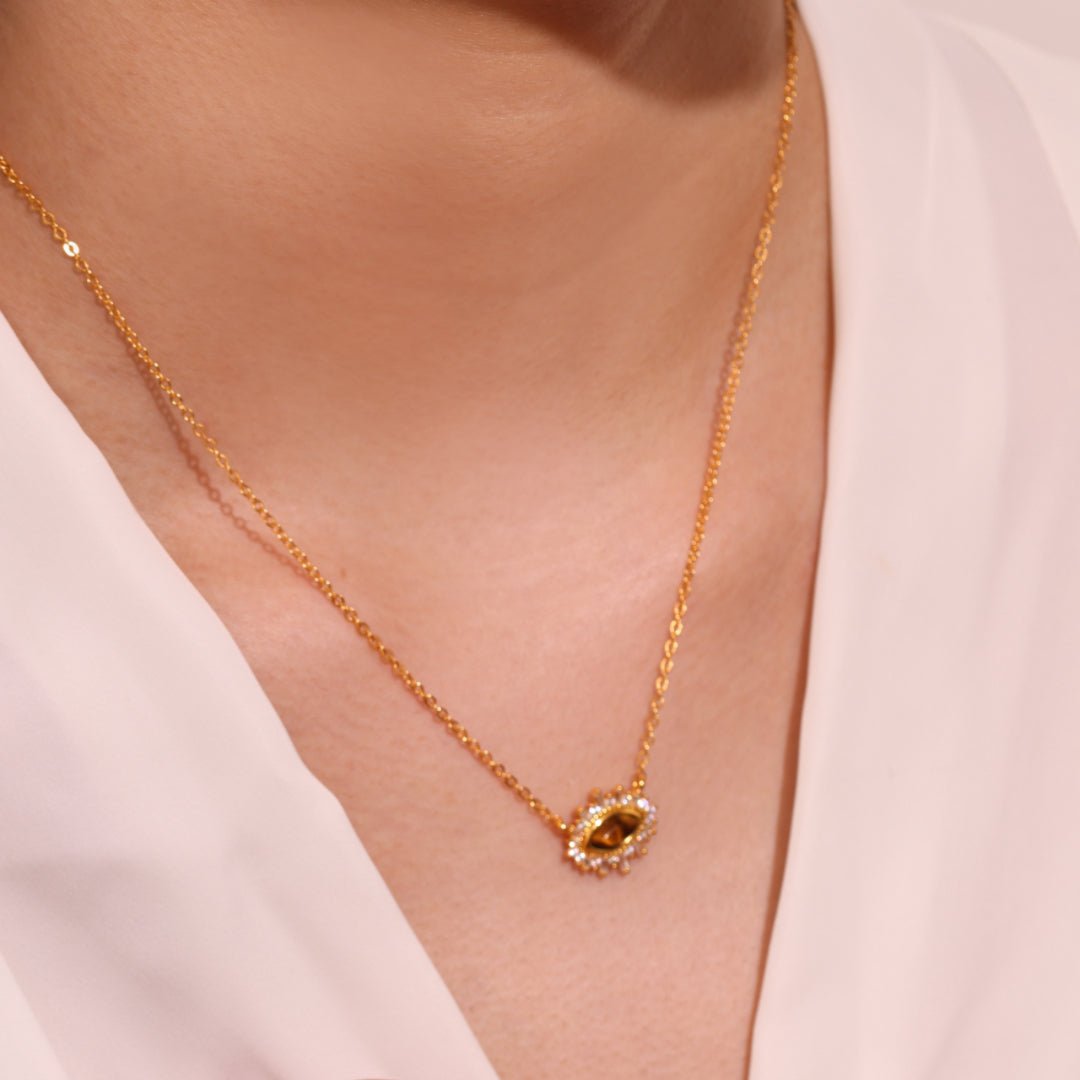 Collier Œil de Tigre Larmes de Nuit – Bijou Protecteur Cadeau Femme - Biloria