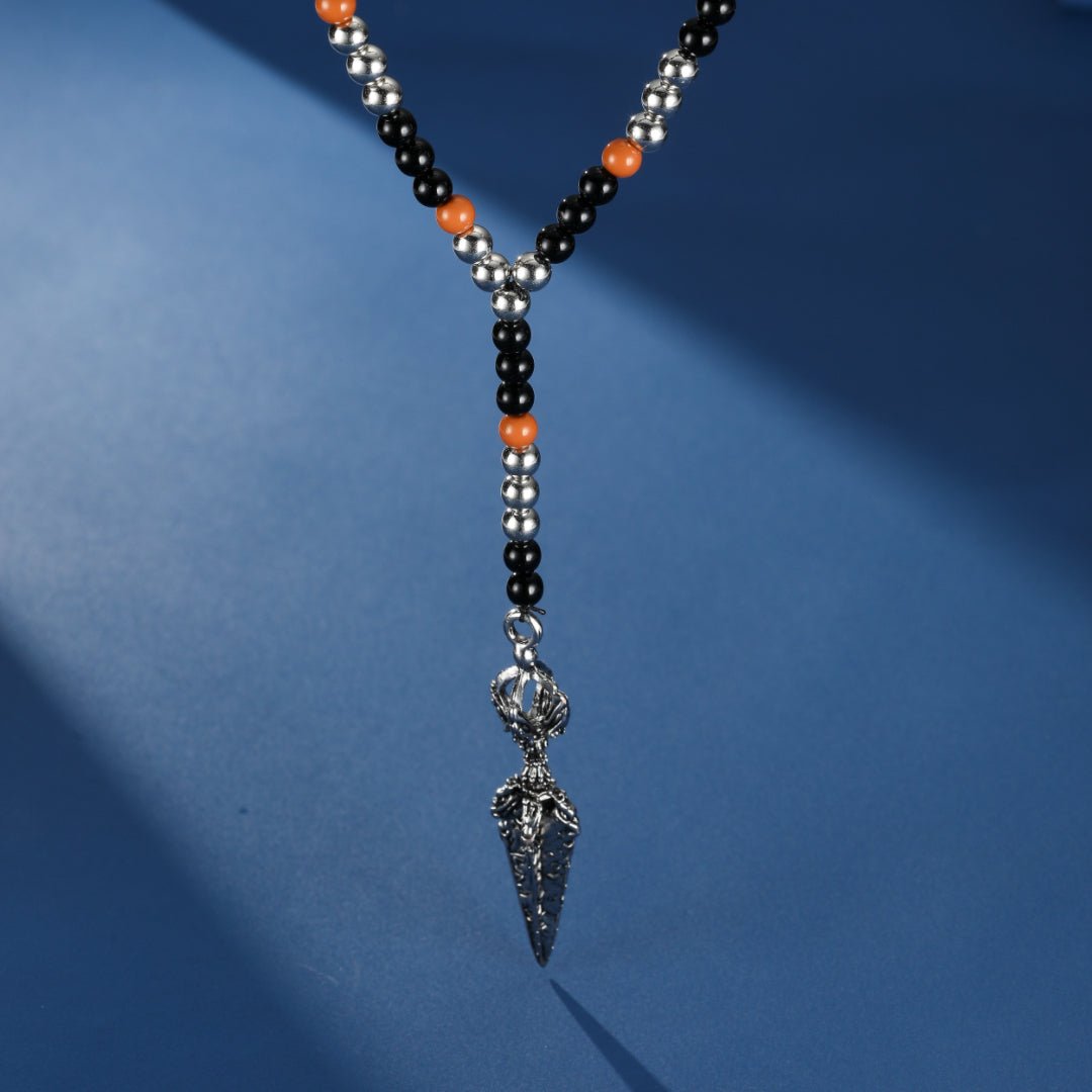 Collier Œil de Tigre Pendentif Dague Tibétaine - Biloria