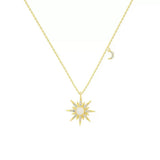 Collier Opale Cœur Solaire Lune Argent 925 - Biloria