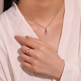 Collier Opale Goutte et Fleur Argent Plaqué Or - Biloria