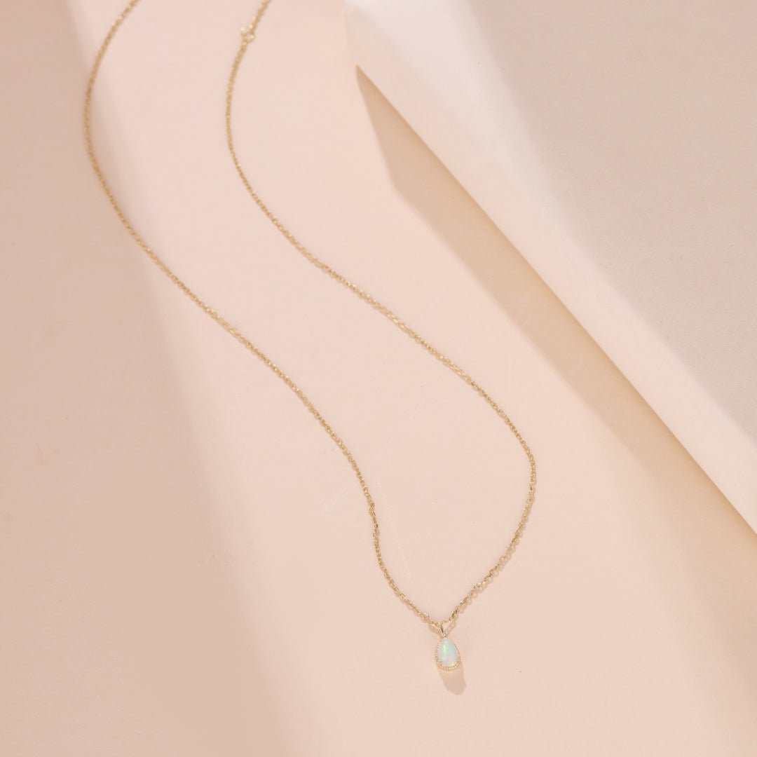 Collier Opale Naturelle Sagesse Argent Plaqué Or - Biloria