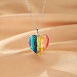 Collier Pendentif Cœur Régalite Multicolore Acier Inoxydable - Biloria