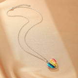 Collier Pendentif Cœur Régalite Multicolore Acier Inoxydable - Biloria
