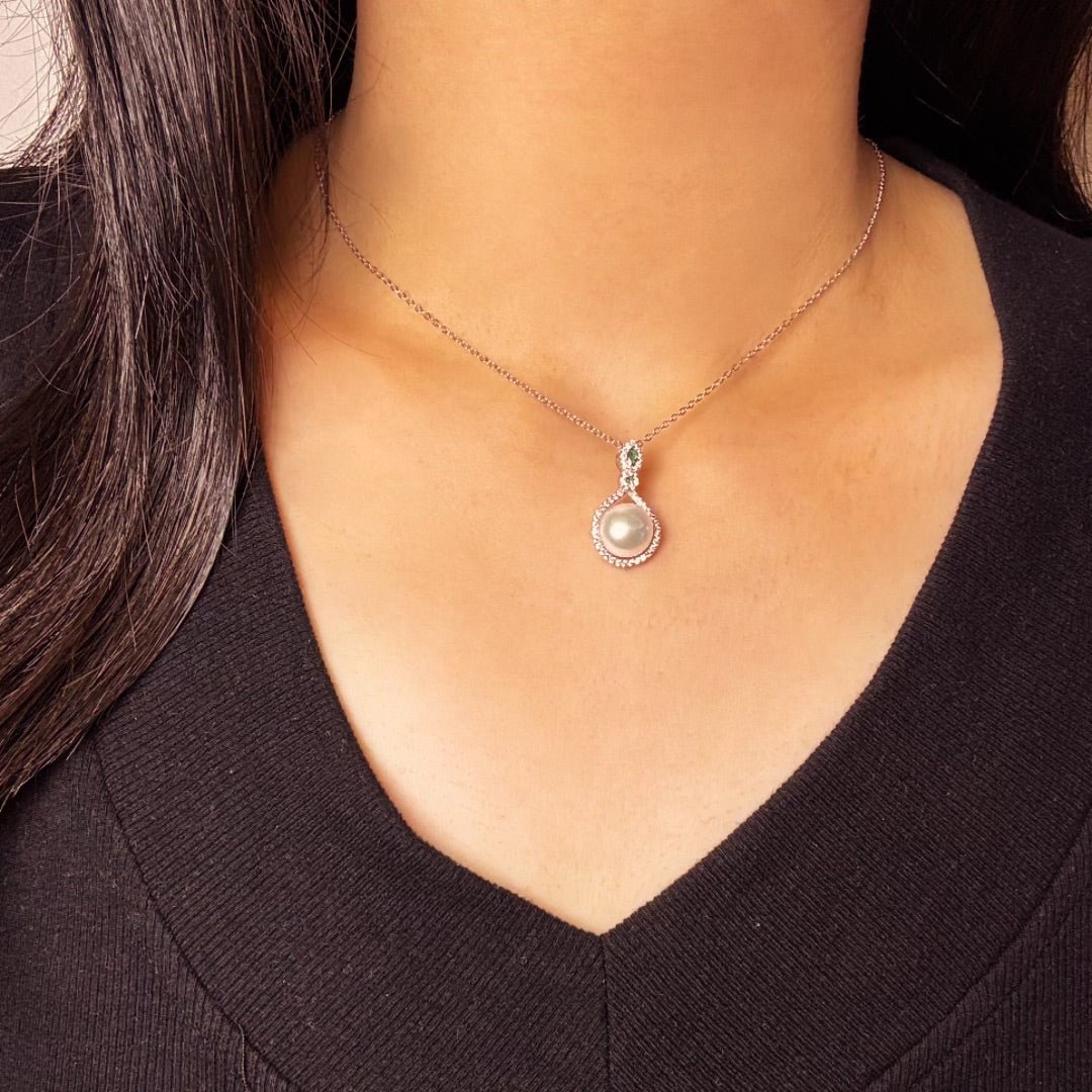Collier Perle Blanche et Zircon en Argent 925 - Cadeau Féminin - Biloria