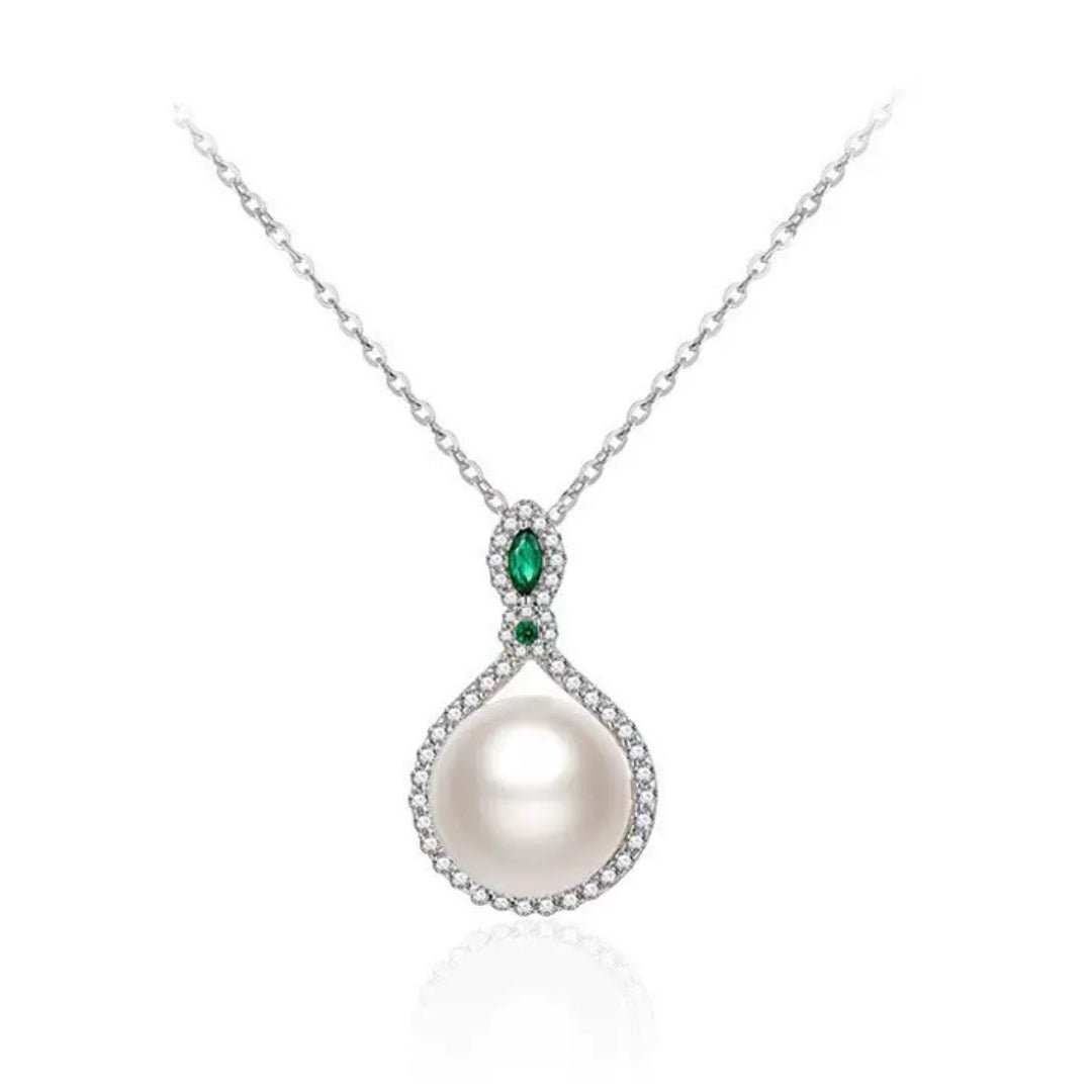 Collier Perle Blanche et Zircon en Argent 925 - Cadeau Féminin - Biloria
