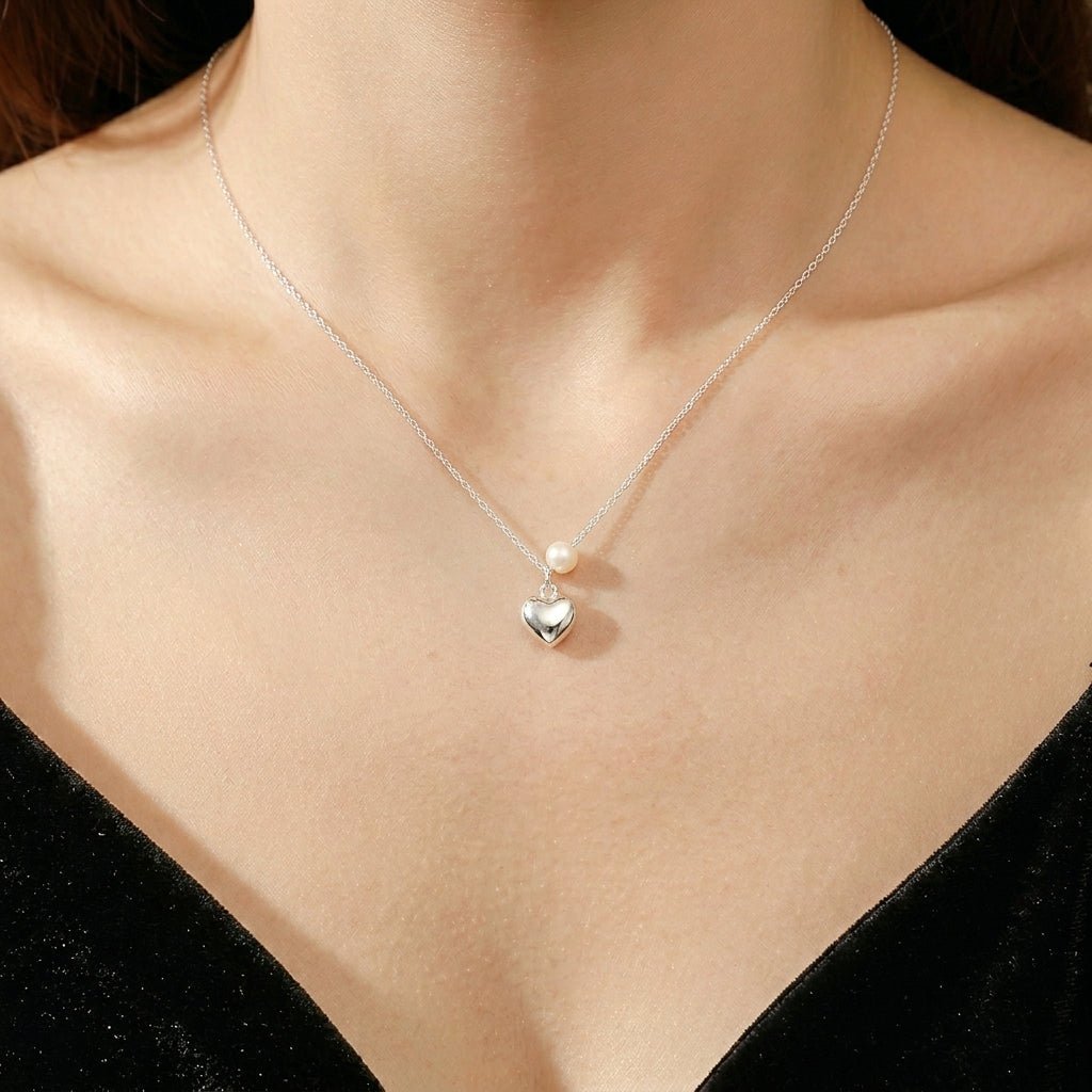 Collier Perle Cœur Argent 925 – Bijou Élégance Tendance - Biloria