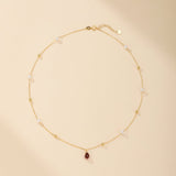 Collier Perles Grenat Argent Plaqué Or 14K - Cadeau Passion - Biloria