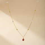 Collier Perles Grenat Argent Plaqué Or 14K - Cadeau Passion - Biloria