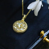 Collier Pierre de Lune et Fleur Lunaire en Argent Plaqué Or - Biloria