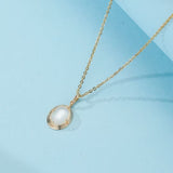 Collier Pierre de Lune Ovale Plaqué Or 14K – Bijou Vintage - Biloria