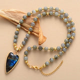 Collier Pierre Naturelle Labradorite ou Améthyste Cœur Plaqué Or - Biloria