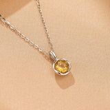 Collier Pierre Ronde Citrine ou Améthyste - Argent Plaqué Or - Biloria