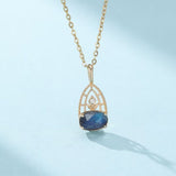 Collier pierres naturelles Labradorite Lapis Lazuli Argent plaqué Or - Biloria