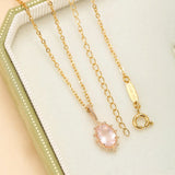 Collier Quartz Rose Floraison en Argent Plaqué Or - Biloria