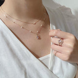 Collier Quartz Rose Floraison en Argent Plaqué Or - Biloria