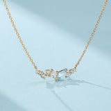 Collier Topaze Bleue Couronne Argent Plaqué Or 14K - Biloria