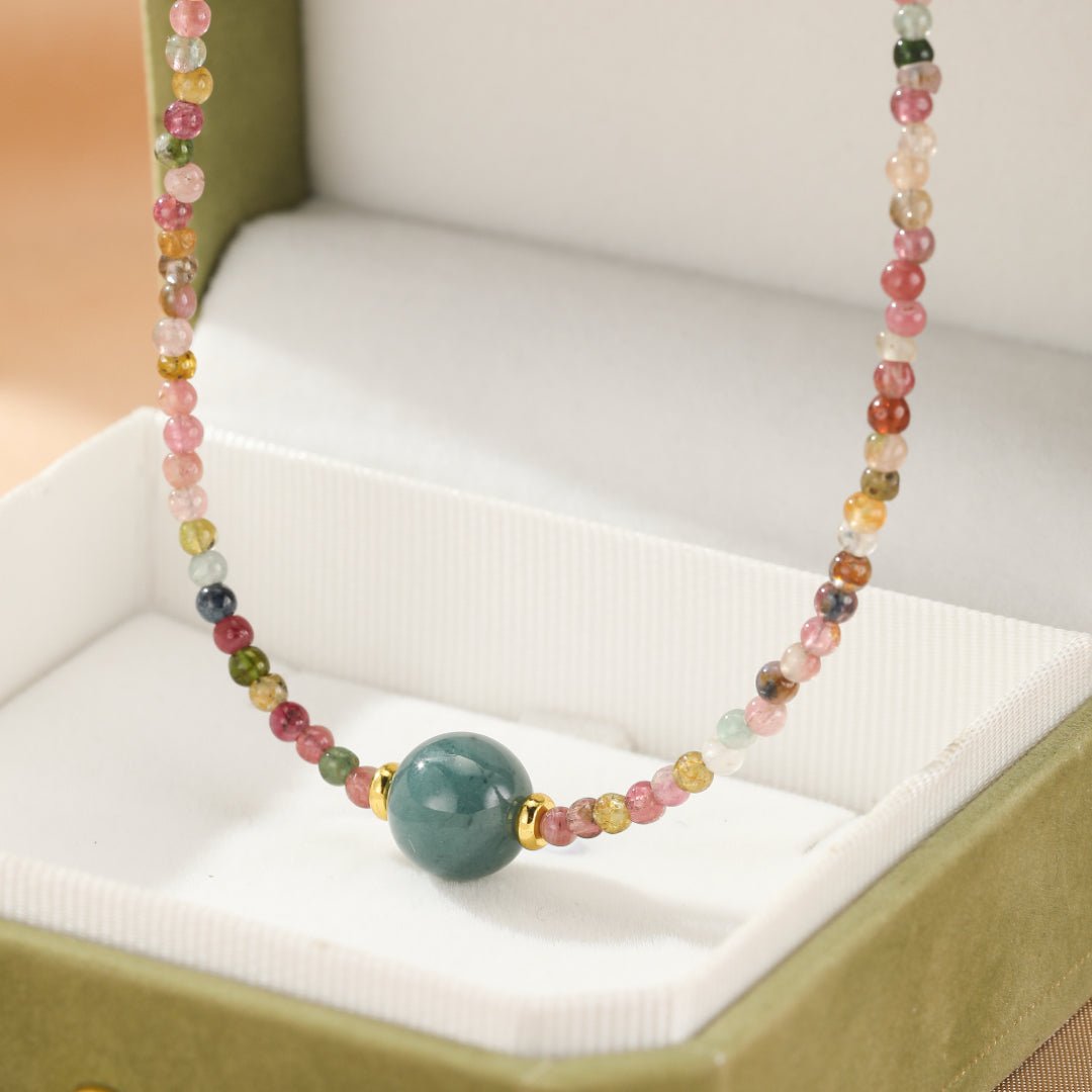 Collier Tourmaline Multicolore et Jadéite Vertus Harmonie - Biloria