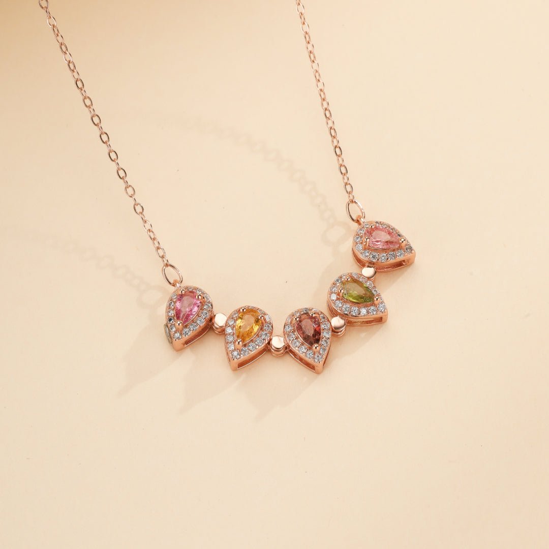 Collier Trèfle Tourmaline Zircon Argent Plaqué Or - Biloria