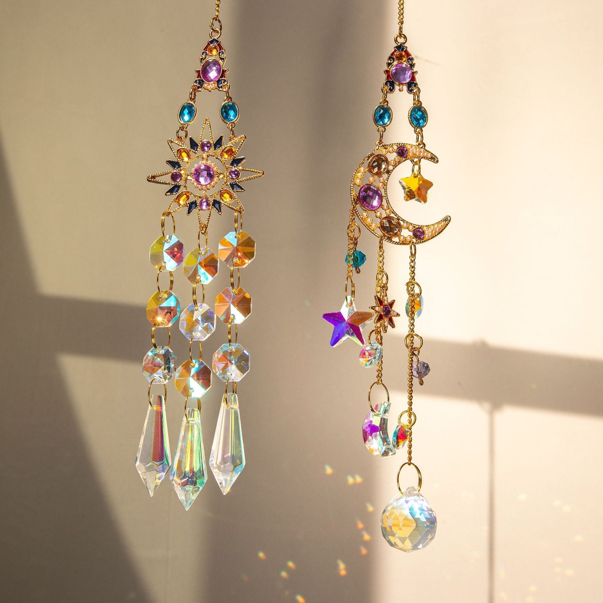 Idée Cadeau : Capteur de Soleil Lune et Soleil en Cristal - Biloria