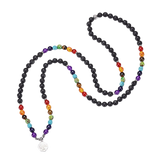 Mâlâ 108 Perles en Pierre de Lave avec Pendentif 7 Chakras - Biloria