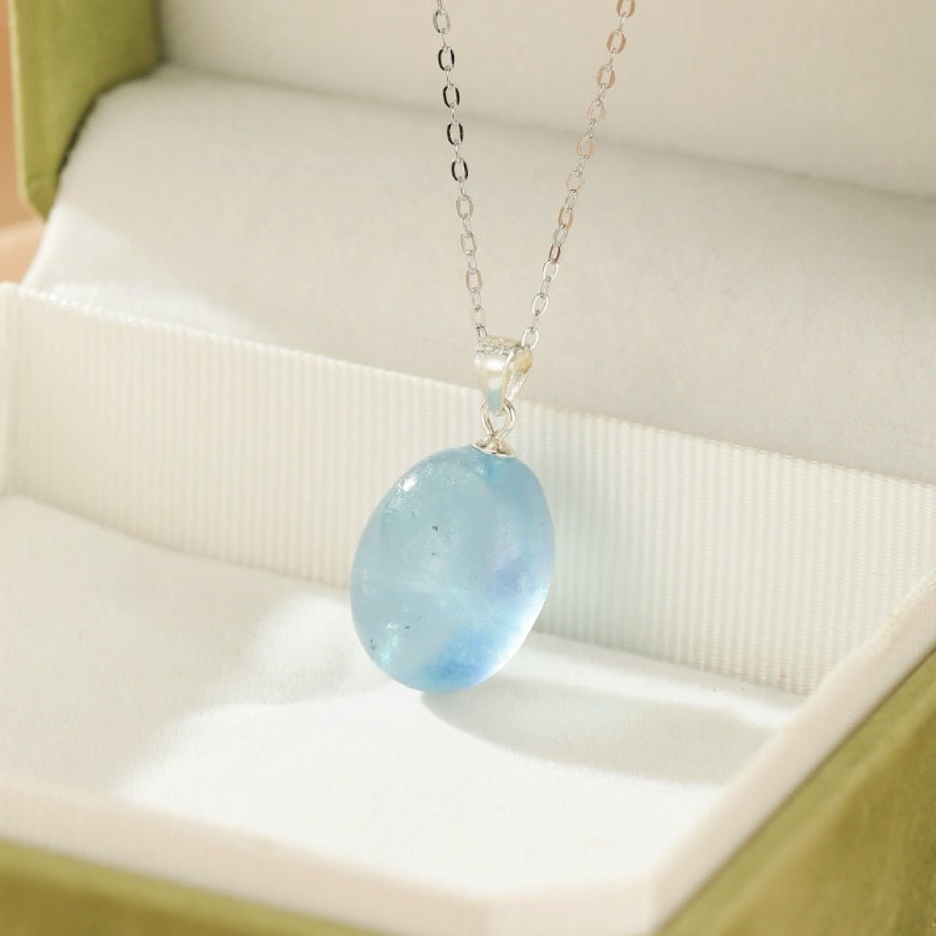 Pendentif Aigue-Marine Argent 925 – Bijou Pierre Naturelle Bleu - Biloria
