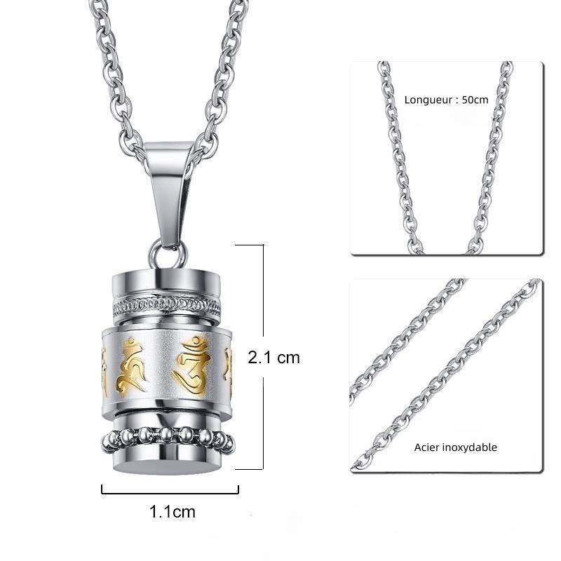 Pendentif Moulin à Prières Tibétain avec Mantra Om Mani Padme Hum - Biloria