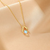 Pendentif Pierre de Lune Argent Plaqué Or – Bijou Féminin - Biloria
