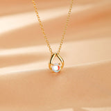 Pendentif Pierre de Lune Argent Plaqué Or – Bijou Féminin - Biloria
