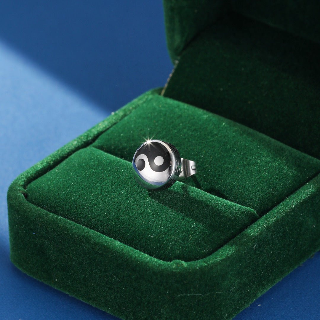 Puce Oreille Yin Yang Acier Inoxydable Homme Femme - Biloria