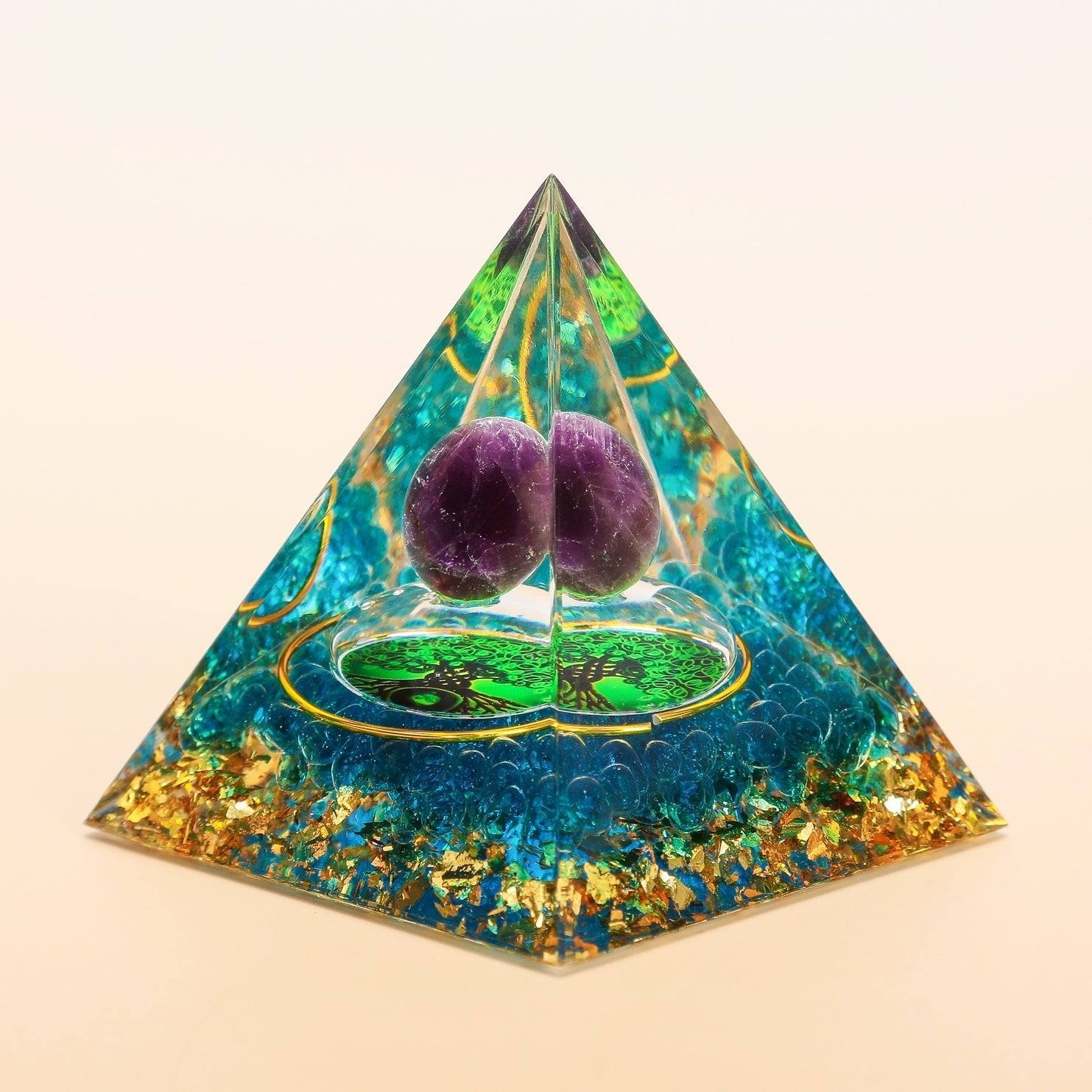 Pyramide Orgonite Améthyste Arbre de Vie 6cm – Décoration Zen - Biloria