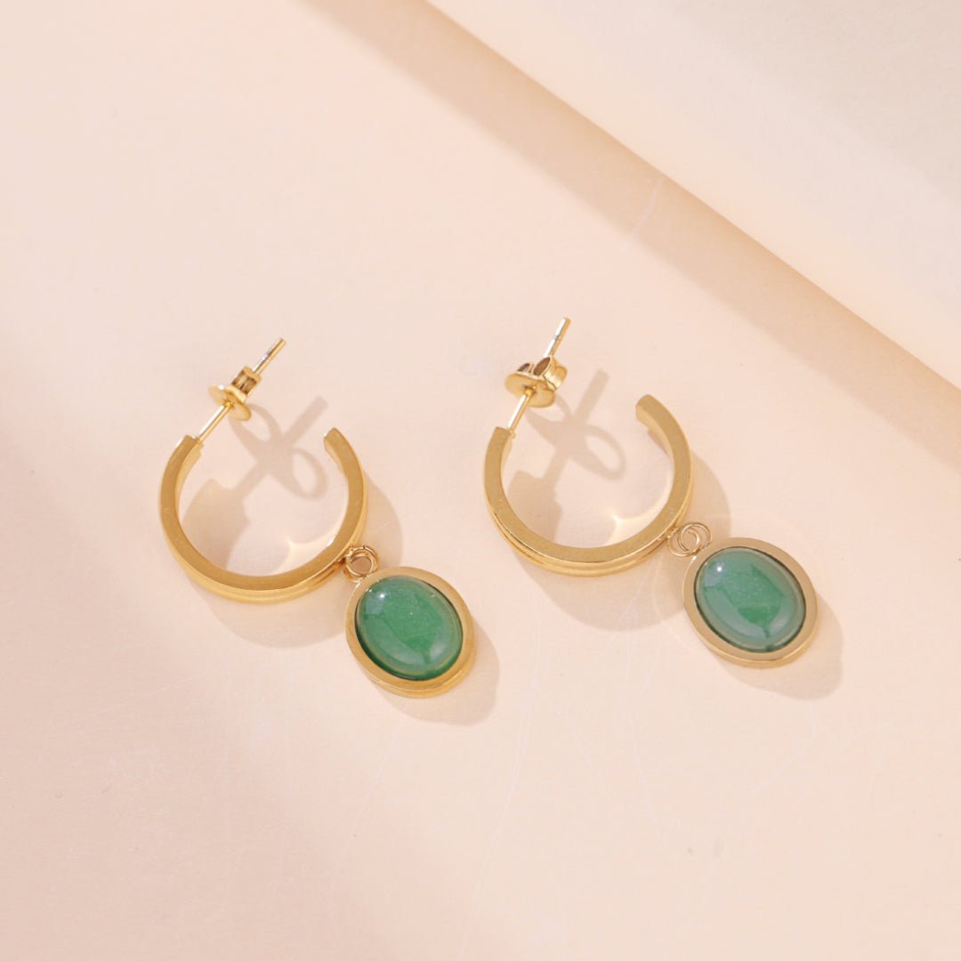 Quand la sérénité rencontre l'élégance : boucles d'oreilles Aventurine - Biloria